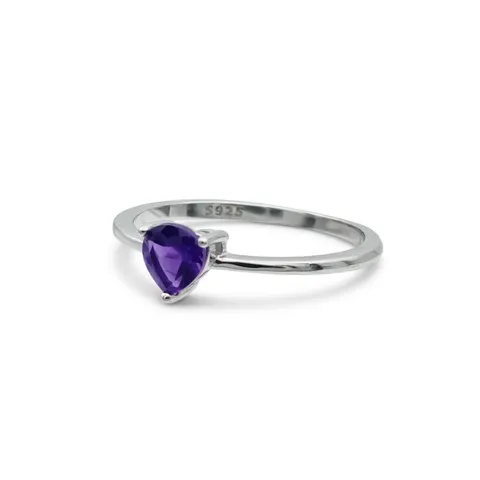 Pierścionek srebrny z ametystem • Heart Cut 5 mm