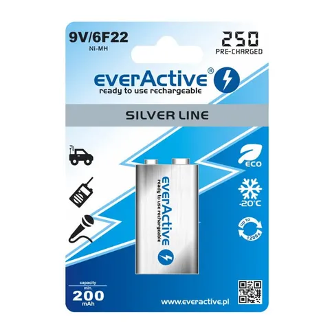 Akumulator 6F22 9V 250mAh everActive silver line