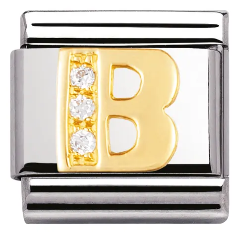 Nomination Element 18K Litera "B" z cyrkoniami Gold