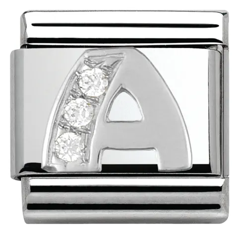 Nomination Element Litera "A" z cyrkoniami Silver