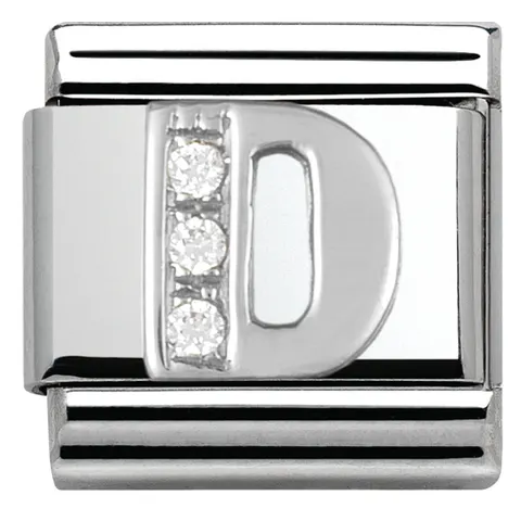 Nomination Element Litera "D" z cyrkoniami Silver