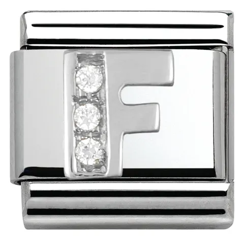 Nomination Element Litera "F" z cyrkoniami Silver