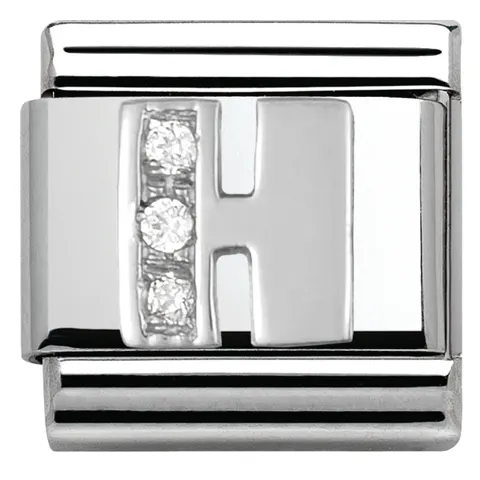 Nomination Element Litera "H" z cyrkoniami Silver
