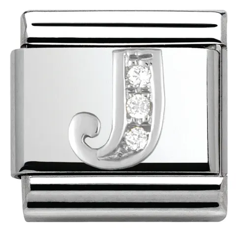 Nomination Element Litera "J" z cyrkoniami Silver