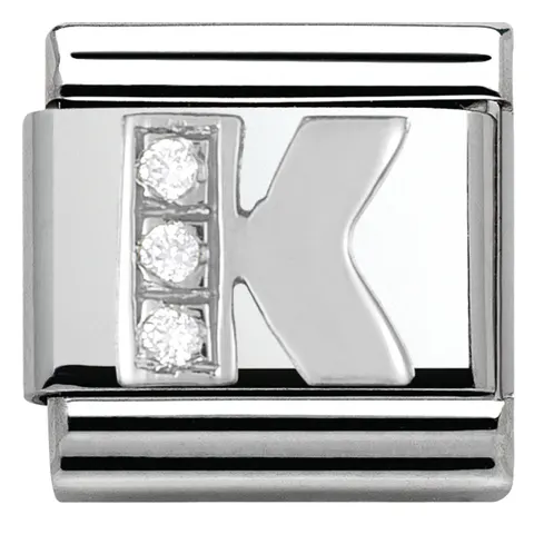Nomination Element Litera "K" z cyrkoniami Silver