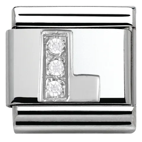 Nomination Element Litera "L" z cyrkoniami Silver