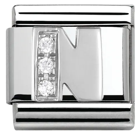 Nomination Element Litera "N" z cyrkoniami Silver