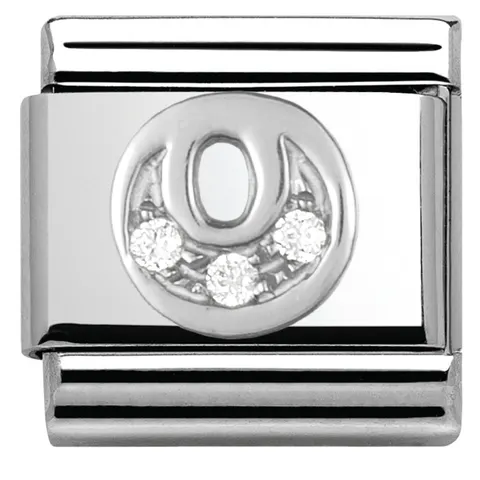 Nomination Element Litera "O" z cyrkoniami Silver