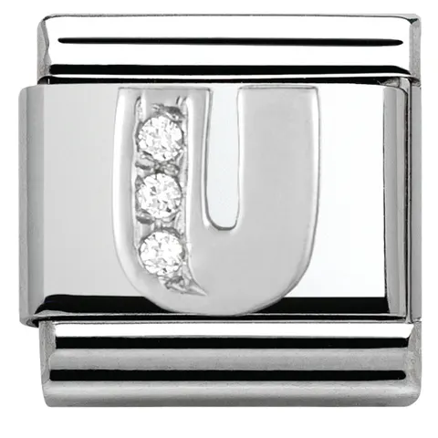 Nomination Element Litera "U" z cyrkoniami Silver