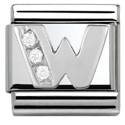 Nomination Element Litera "W" z cyrkoniami Silver