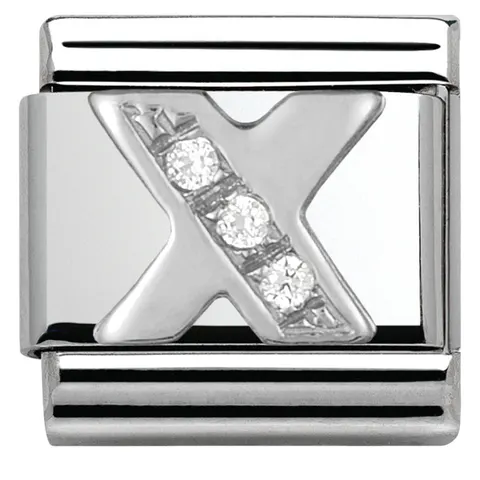 Nomination Element Litera "X" z cyrkoniami Silver