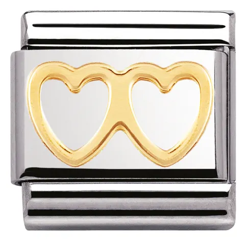 Nomination Element 18K Podwójne serduszko Gold
