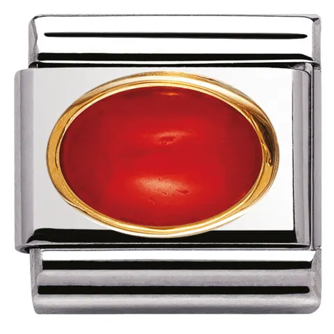 Nomination Element 18K Owalny Koral Czerwony Gold