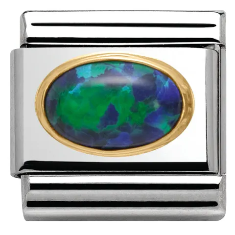Nomination Element 18K Owalny Zielony Opal Gold