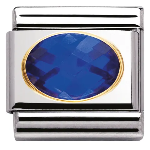 Nomination Element 18K Owalna Granatowa Cyrkonia Gold