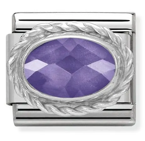 Nomination Element Fioletowa Cyrkonia Owalna Silver