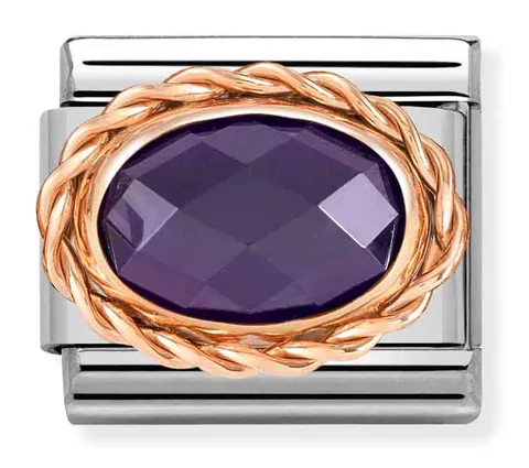 Nomination Element 9K Fioletowa cyrkonia Rose Gold
