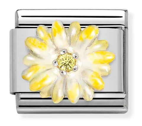 Nomination Element Żółty kwiat z żółtą cyrkonią Silver