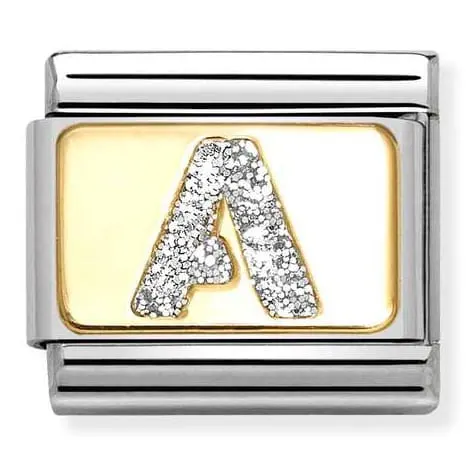 Nomination Element Link 18K Litera "A" z brokatem Gold