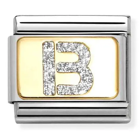 Nomination Element Link 18K Litera "B" z brokatem Gold