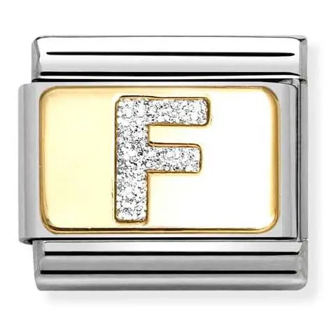 Nomination Element Link 18K Litera "F" z brokatem Gold