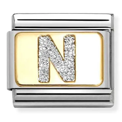 Nomination Element Link 18K Litera "N" z brokatem Gold