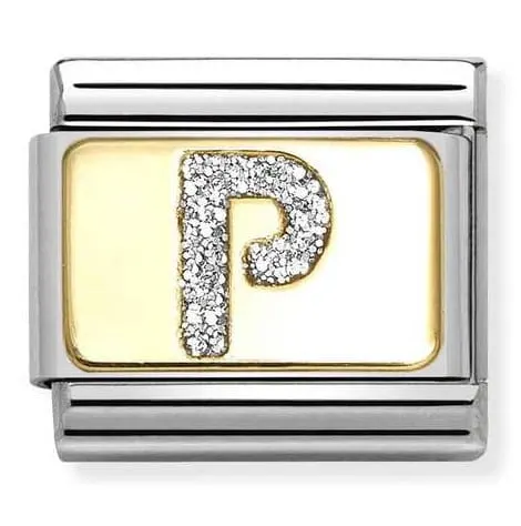 Nomination Element 18K Litera "P" z brokatem Gold