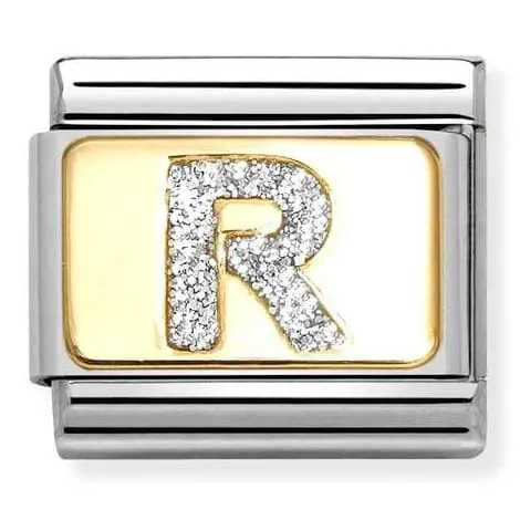Nomination Element Link 18K Litera "R" z brokatem Gold