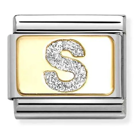 Nomination Element Link 18K Litera "S" z brokatem Gold