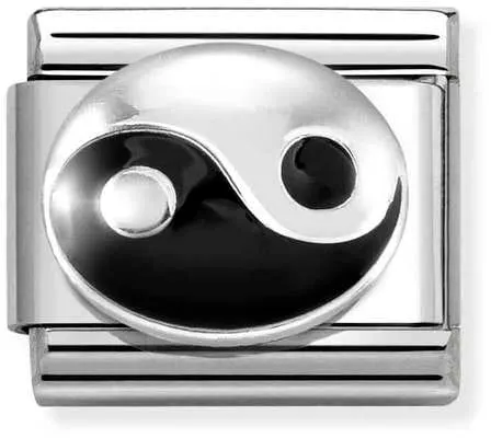 Nomination Męski Element Yin Yang z czarną emalią Silver