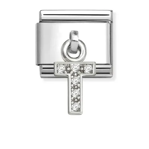 Nomination Element Charms Litera "T" z cyrkoniami Silver 925