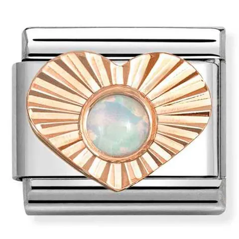Nomination Element 9K Diamentowane serce z opalem Rose Gold