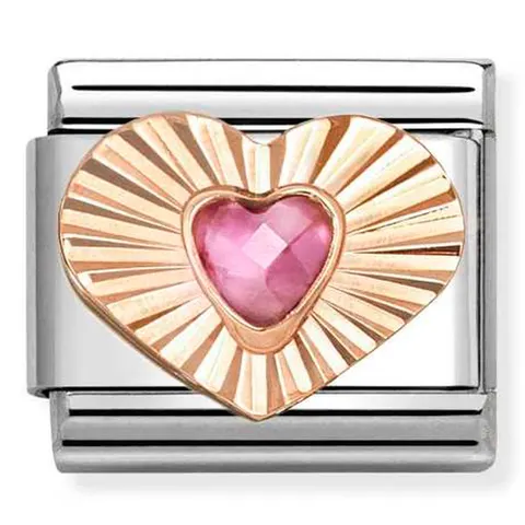 Nomination Element 9K Diamentowane serce z różową cyrkonią Rose Gold