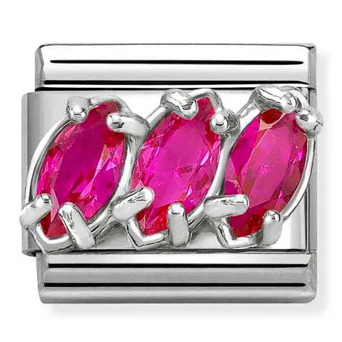 Nomination Element Potrójne cyrkonie łezki czerwone Silver 925