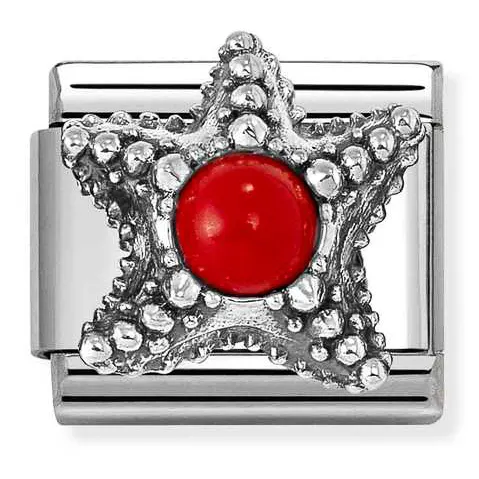 Nomination Element Rozgwiazda z czerwonym koralem Silver 925