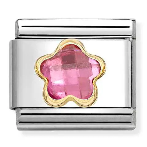 Nomination Element Link 18K Różowa cyrkonia kwiatek Gold