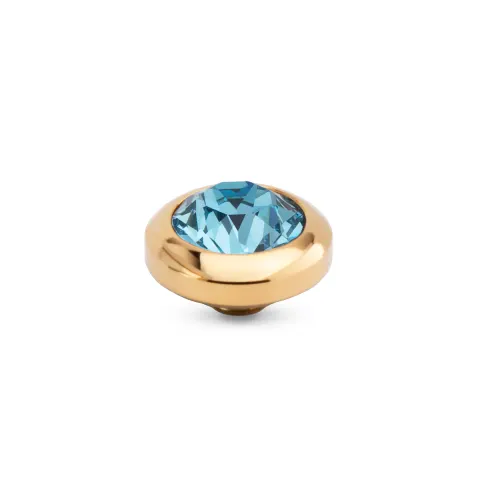 Oczko Melano Vivid Aquamarine złote 7mm