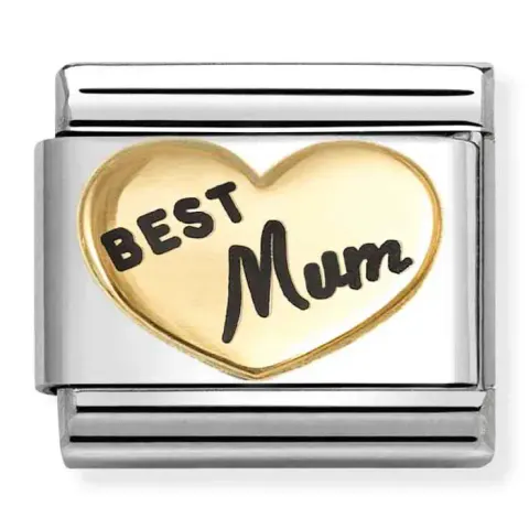 Nomination Element Link 18K Grawer "BEST Mum" w sercu Gold