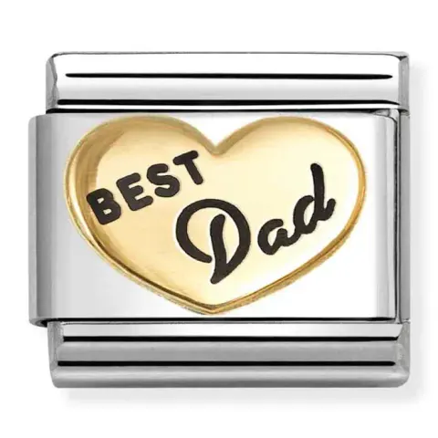 Nomination Element Link 18K Grawer "BEST Dad" w sercu Gold