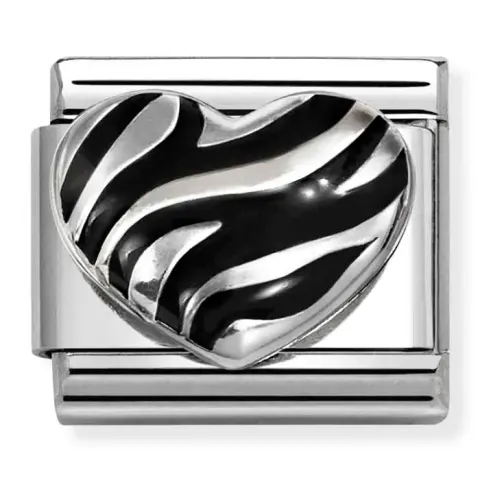 Nomination Element Serce w zebrę Silver 925