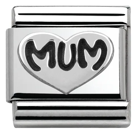 Nomination Element Napis "Mum" w sercu Silver