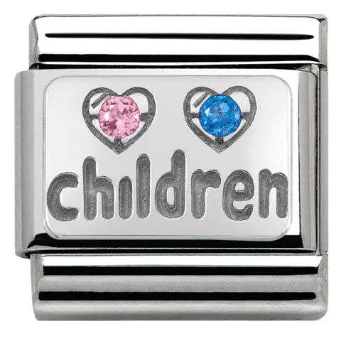 Nomination Element Napis "Children" z cyrkoniami Silver