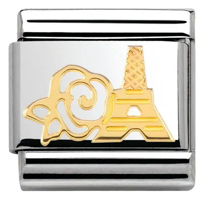 Nomination Element 18K Róża z wieżą Eiffla Gold
