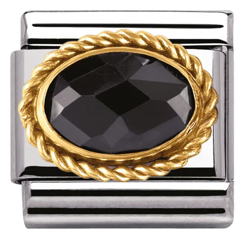 Nomination Element Link 18K Czarna Cubic Zirconia ze złotym warkoczem Gold