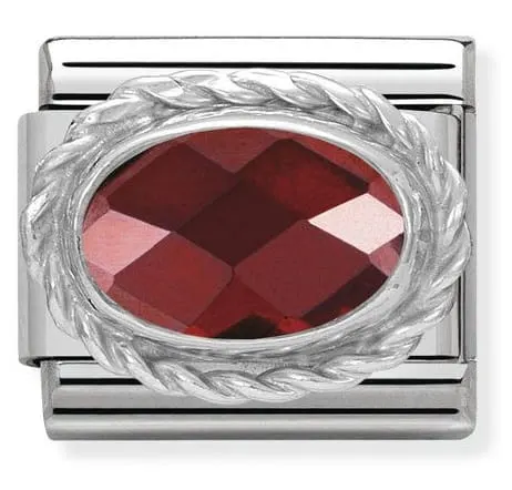 Nomination Element Czerwona Cyrkonia Owalna Silver