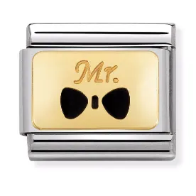 Nomination Element Link 18K Blaszka "MR" z Muszką Gold