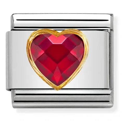 Nomination Element Link 18K Serce Cyrkonia Czerwona Gold