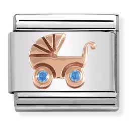 Nomination Element 9K Wózek z Niebieskimi Cyrkoniami Rose Gold