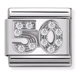 Nomination Element Liczba "50" z Cyrkoniami Silver
