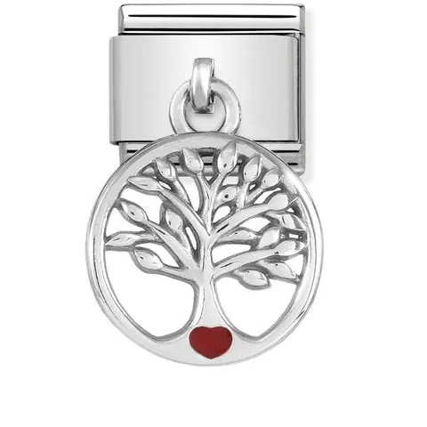 Nomination Element Charms drzewo życia z czerwonym sercem Silver